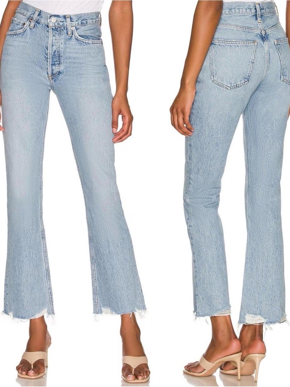 AGOLDE Mid Rise Relaxed Boot Raw Hem Denim Jeans‎ in Curio.